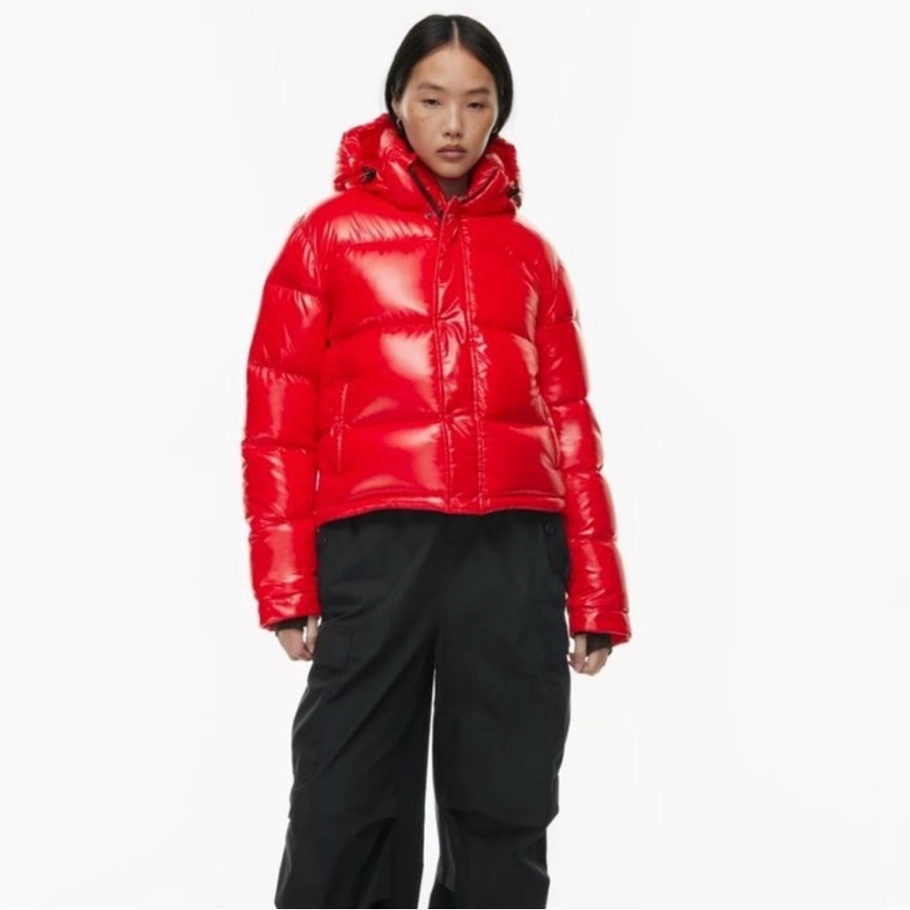 Aritzia Red Shorty Super Puff Jacket Hi Gloss